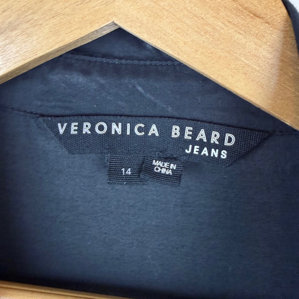 Veronica Beard Newport Dress Size 14 Black Cotton Smocked Minimalist Stretch LBD - Picture 8 of 16